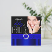 Invitation Fabuleux 50 Royal Blue Black Photo fête d'annivers (Debout devant)