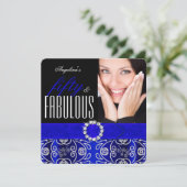 Invitation Fabuleux 50 Royal Blue Diamond fête d'anniversaire (Debout devant)