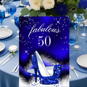 Invitation Fabuleux 50 Royal Blue High Heel fête d'anniversai