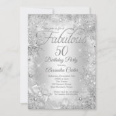 Invitation Fabuleux 50 Silver White Pearl Bow Snowflake (Devant)