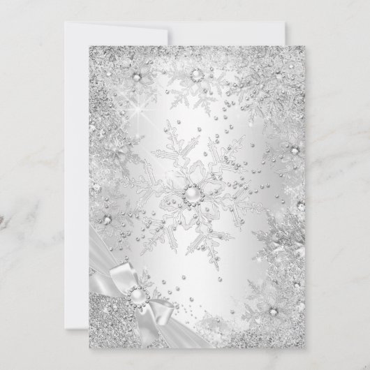 Invitation Fabuleux 50 Silver White Pearl Bow Snowflake (Dos)