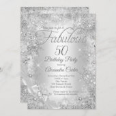Invitation Fabuleux 50 Silver White Pearl Bow Snowflake (Devant / Derrière)
