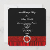 Invitation Fabuleux 50 Soie Rouge Noir photo fête d'anniversa (Dos)