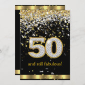 Invitation Fabuleux 50 Streamers Gold Silver 50e anniversaire (Devant / Derrière)