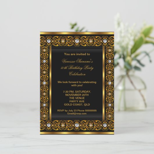 Invitation Fabuleux 50 Super Elegant Diamond Gold Black 3 (Debout devant)