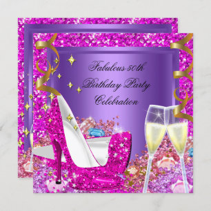 Invitation Fabuleux 50 talons de Parties scintillant violet r