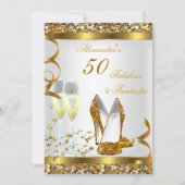 Invitation Fabuleux 50 talons d'or fantastique fête d'anniver (Devant)