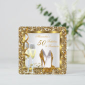 Invitation Fabuleux 50 talons d'or fantastique fête d'anniver (Debout devant)