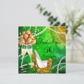 Invitation Fabuleux 50 talons d'or vert Champagne Anniversair (Debout devant)