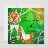 Invitation Fabuleux 50 talons d'or vert Champagne Anniversair (Devant)