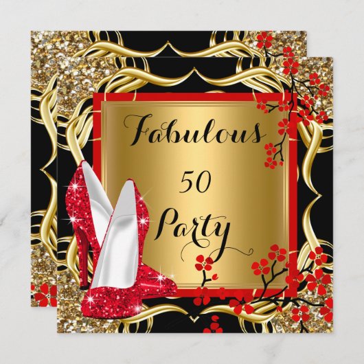 Invitation Fabuleux 50 talons rouges Blossom Black Parties sc (Devant / Derrière)
