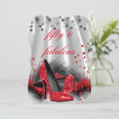 Invitation Fabuleux 50 talons rouges Noir Argent Anniversaire (Debout devant)