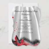 Invitation Fabuleux 50 talons rouges Noir Argent Anniversaire (Dos)