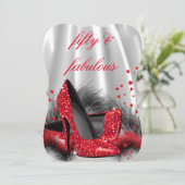 Invitation Fabuleux 50 talons rouges Noir Argent Anniversaire (Debout devant)