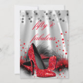Invitation Fabuleux 50 talons rouges Noir Argent Anniversaire (Devant)