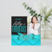 Invitation Fabuleux 50 Turquoise Black Photo Anniversaire (Debout devant)