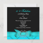 Invitation Fabuleux 50 Turquoise Black Photo Anniversaire (Dos)