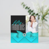 Invitation Fabuleux 50 Turquoise Black Photo Elegant Annivers (Debout devant)