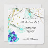 Invitation Fabuleux 50 Turquoise Bleu hauts talons Floral Ann (Dos)