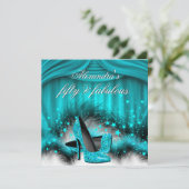 Invitation Fabuleux 50 Turquoise Bleu hauts talons plumes Ann (Debout devant)