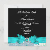 Invitation Fabuleux 50 Turquoise Blue Floral fête d'anniversa (Dos)