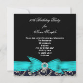 Invitation Fabuleux 50 Turquoise Blue Navy Damask Anniversair (Dos)