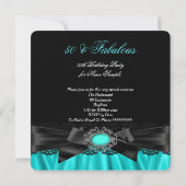 Invitation Fabuleux 50 Turquoise Silk Black Lace fête d'anniv (Dos)