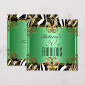 Invitation Fabuleux 50 Vert Or Noir Blanc Zèbre (Devant / Derrière)