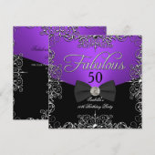 Invitation Fabuleux 50 violet élégante fête d'anniversaire (Devant / Derrière)