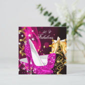 Invitation Fabuleux 50 Woman's Hot Pink Gold fête d'anniversa (Debout devant)