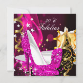Invitation Fabuleux 50 Woman's Hot Pink Gold fête d'anniversa (Devant)