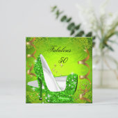 Invitation Fabuleux 50 Woman's Lime Green Gold Party 2 (Debout devant)