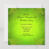 Invitation Fabuleux 50 Woman's Lime Green Gold Party 2 (Dos)