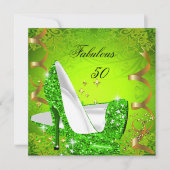Invitation Fabuleux 50 Woman's Lime Green Gold Party 2 (Devant)