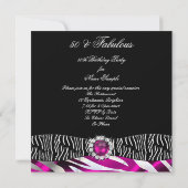 Invitation Fabuleux 50 Zebra Black Pink Silver fête d'anniver (Dos)