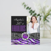 Invitation Fabuleux 50 Zebra Purple Silk Anniversaire (Debout devant)