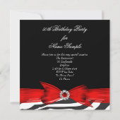 Invitation Fabuleux 50 Zebra Red Black Photo fête d'anniversa (Dos)