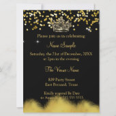 Invitation Fabuleux 50e anniversaire Black Gold robe couronne (Dos)