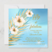 Invitation Fabuleux 50e anniversaire bleu Turquoise or blanc  (Devant)