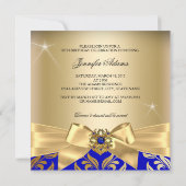 Invitation Fabuleux 50e anniversaire Blue Pearl Gold Leaf Bow (Dos)