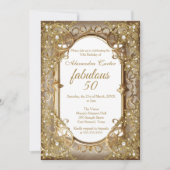 Invitation Fabuleux 50e anniversaire de la photo beige Golden (Devant)