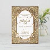 Invitation Fabuleux 50e anniversaire de la photo beige Golden (Debout devant)