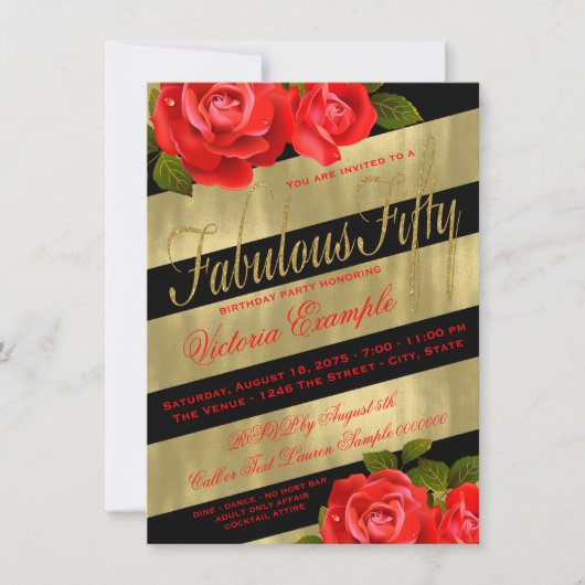 Invitation Fabuleux 50e anniversaire des femmes (Devant)