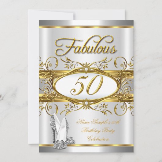 Invitation Fabuleux 50e anniversaire Gold Silver talons hauts (Devant)