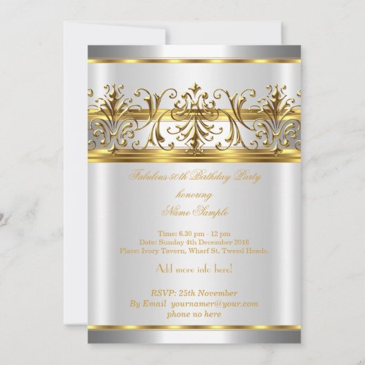 Invitation Fabuleux 50e anniversaire Gold Silver talons hauts (Dos)