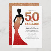 Invitation Fabuleux 50e anniversaire Ombre Parties scintillan (Devant / Derrière)