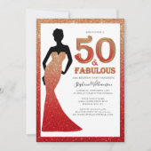 Invitation Fabuleux 50e anniversaire Ombre Parties scintillan (Devant)
