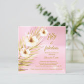 Invitation Fabuleux 50e anniversaire rose or blanc floral (Debout devant)