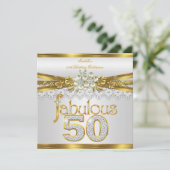 Invitation Fabuleux 50e anniversaire White Pearl Gold dentell (Debout devant)