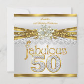 Invitation Fabuleux 50e anniversaire White Pearl Gold dentell (Devant)